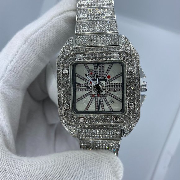 Square Design Iced Out Color Detailed Watch - Picture 3 of 5
